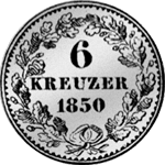6 Kreuzer Stück Silber Münze 1850