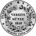 Vereins Taler Silber Münze 2 Taler Stück 1840