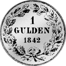 Gulden Stück Silber Münze 1842
