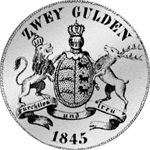 Rückseite Münze Silber 2 Gulden Stück 1845
