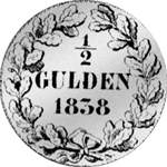 Silber Rückseite Münze 1/2 1838