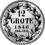 1846 Münze Silber 1/6 Taler 12 Grote Rückseite