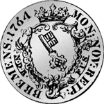 1764 6 Grote 1/12 Taler Rückseite Münze Silber