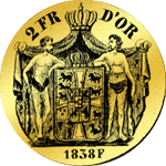 Rückseite Doppel Friedrichsdór 1838 Gold Münze