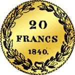 20 Franken Stück Münze Gold 1840