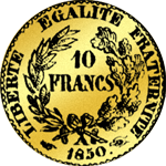 1850 10 Franken Stück Gold Münze Rückseite