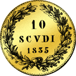1835 10 Scudi Münze Gold