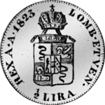 1823 Silber Münze Halbe Lira Austiaca