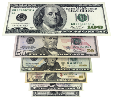 US-Dollar von 1 US-Dollar bis 100 US-Dollar