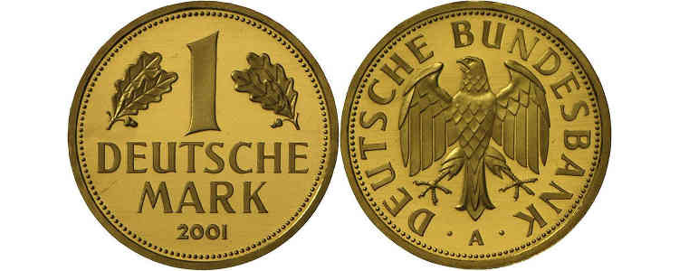Deutsche Mark Goldmünze aus dem Jahr 2001 